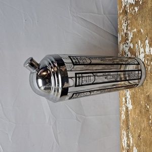Vintage Glass Cocktail Shaker With Drink Recipes On The Glass